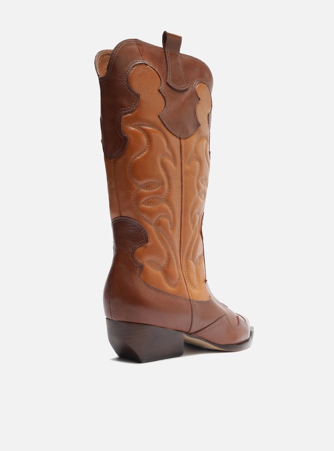 Bota Marrom Couro Cano Médio Western Georgia
