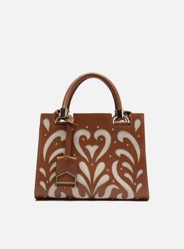 Bolsa Tote Marrom Couro Abraccio Média Recortes