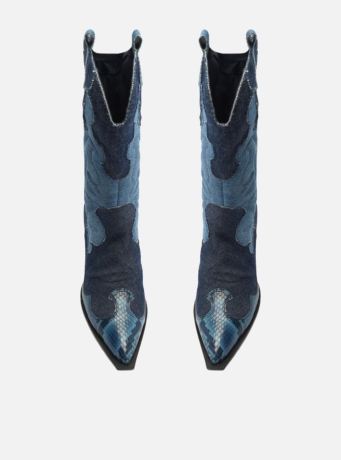 Bota Azul Jeans Cano Médio Western Georgia