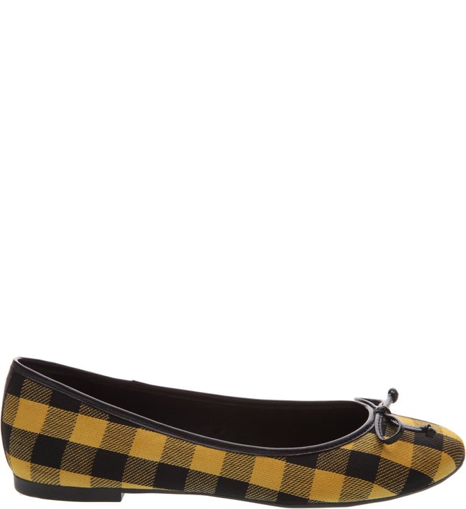Sapatilha Xadrez Bico Redondo Preta e Amarelo