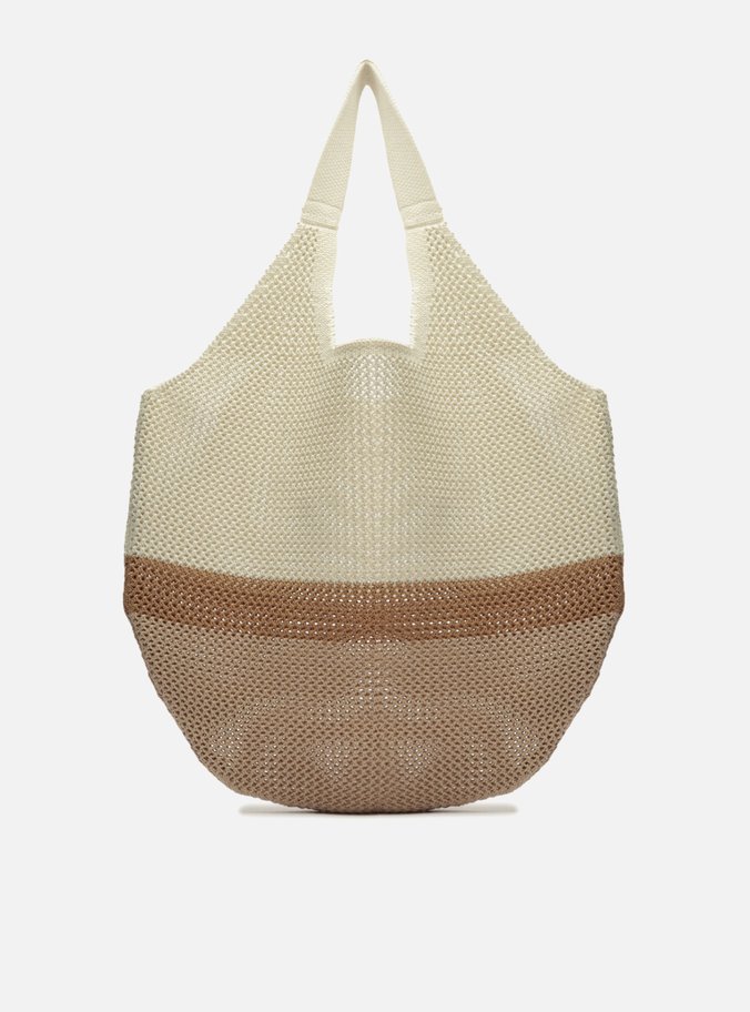 Bolsa Shopping Off-White Colorida Crochê Grande