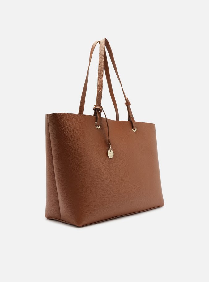 Bolsa Shopping Marrom Grande Charm Metal