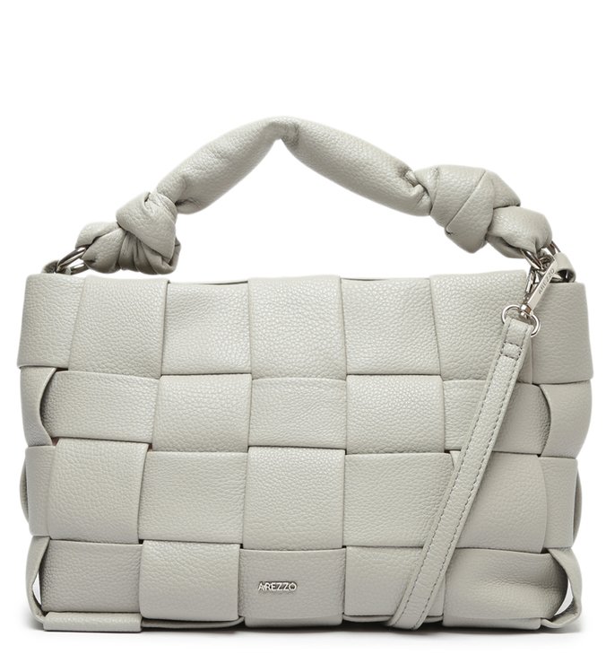 Bolsa Tiracolo Cinza Tressê Média
