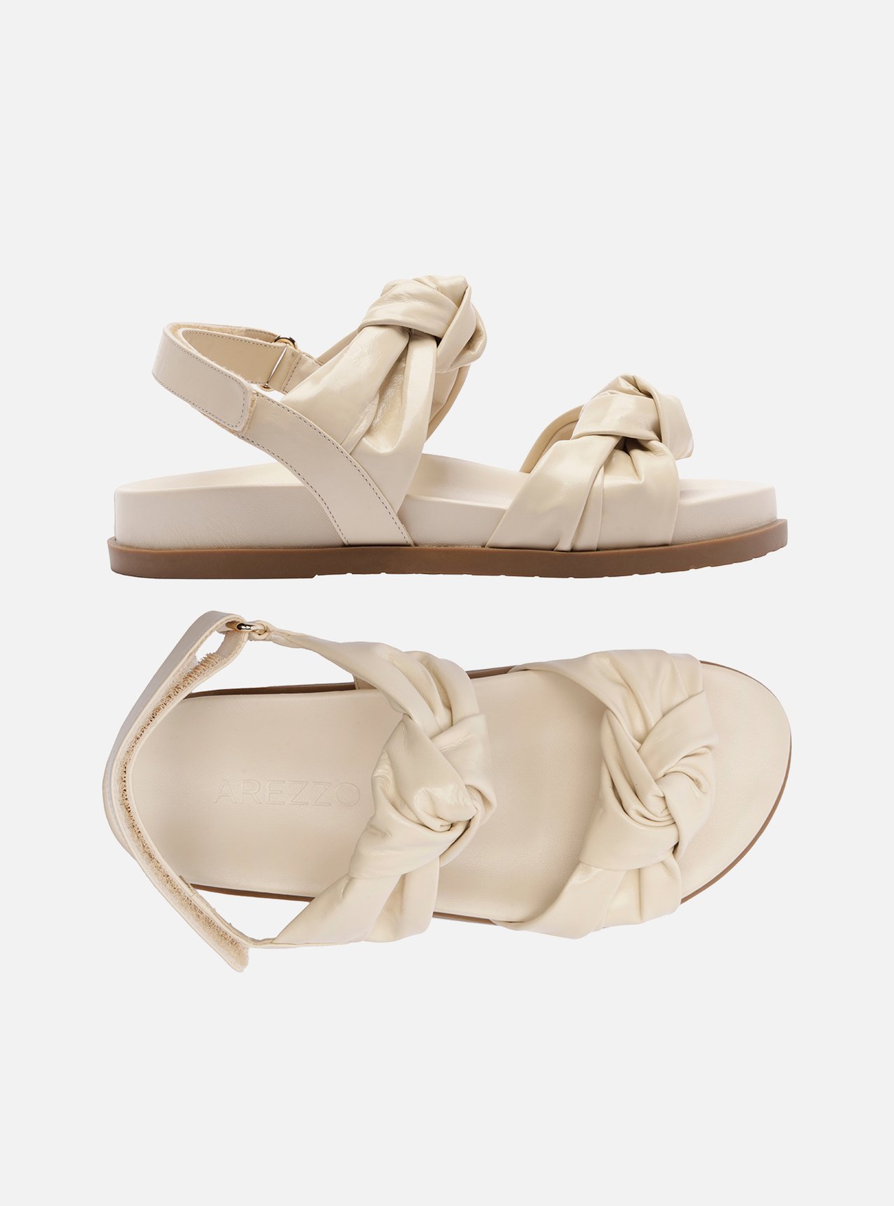 Sandália Papete Off White Couro Nós Velcro — foto 5