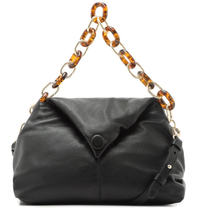Bolsa Tiracolo Preta Couro Julia Média