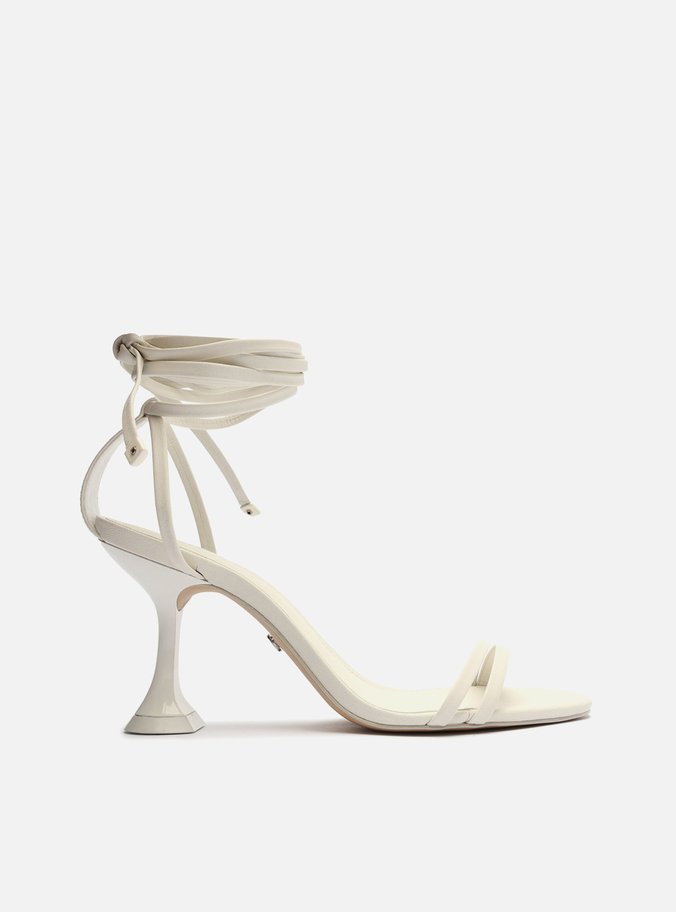 Sandália Branca Salto Médio Taça Lace Up