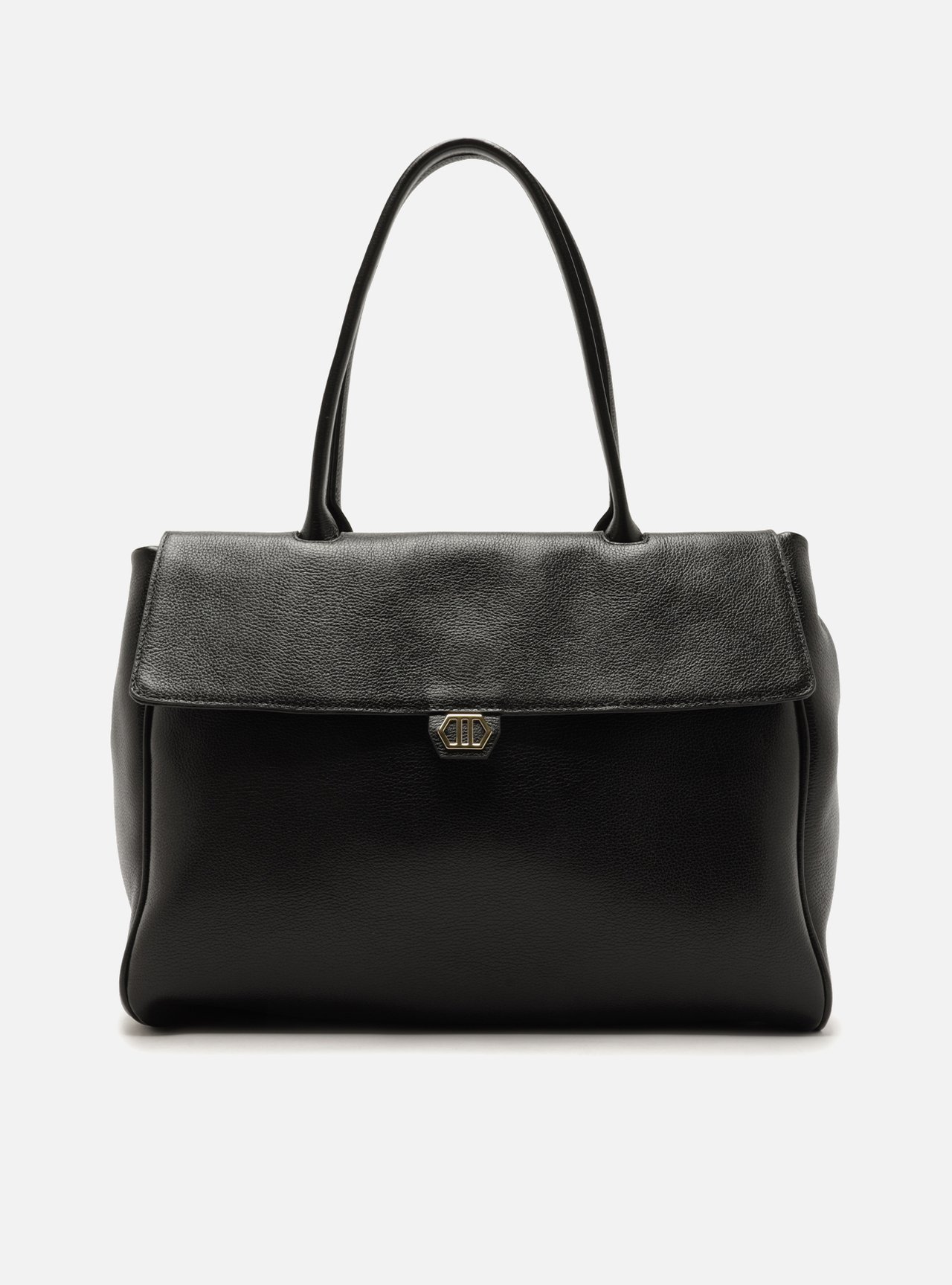 Bolsa Tote Couro Preta Grande — foto 1