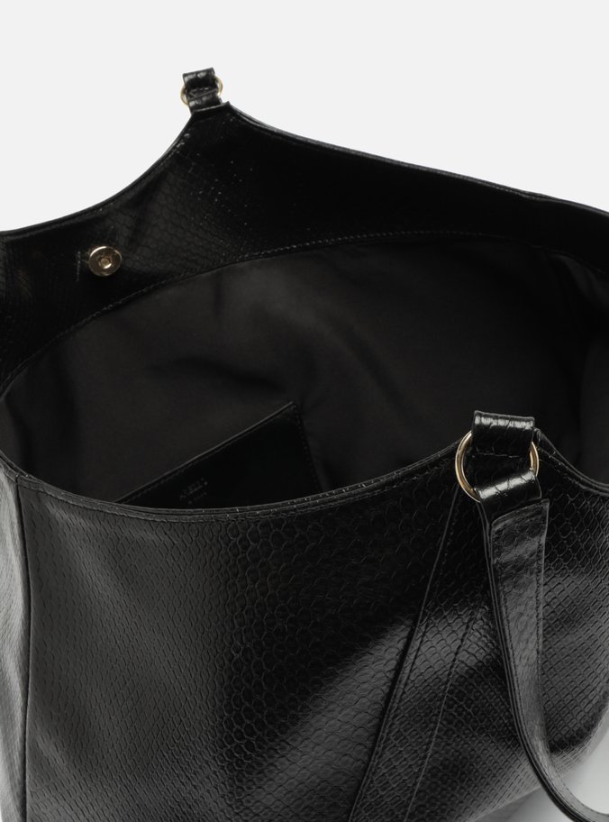Bolsa Shopping Preta Envernizada Grande