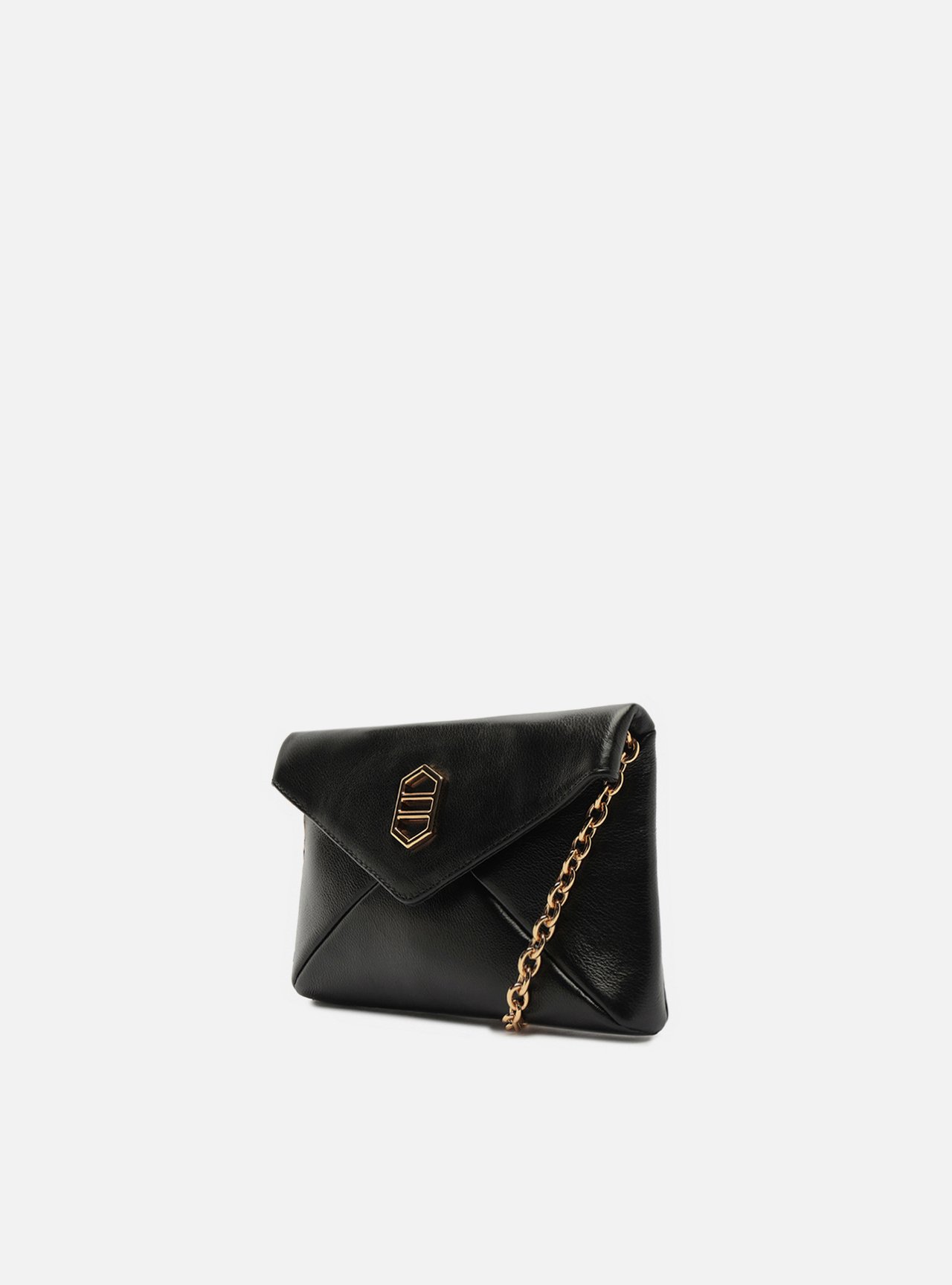 Bolsa Tiracolo Preta Couro Pequena Corrente — foto 2