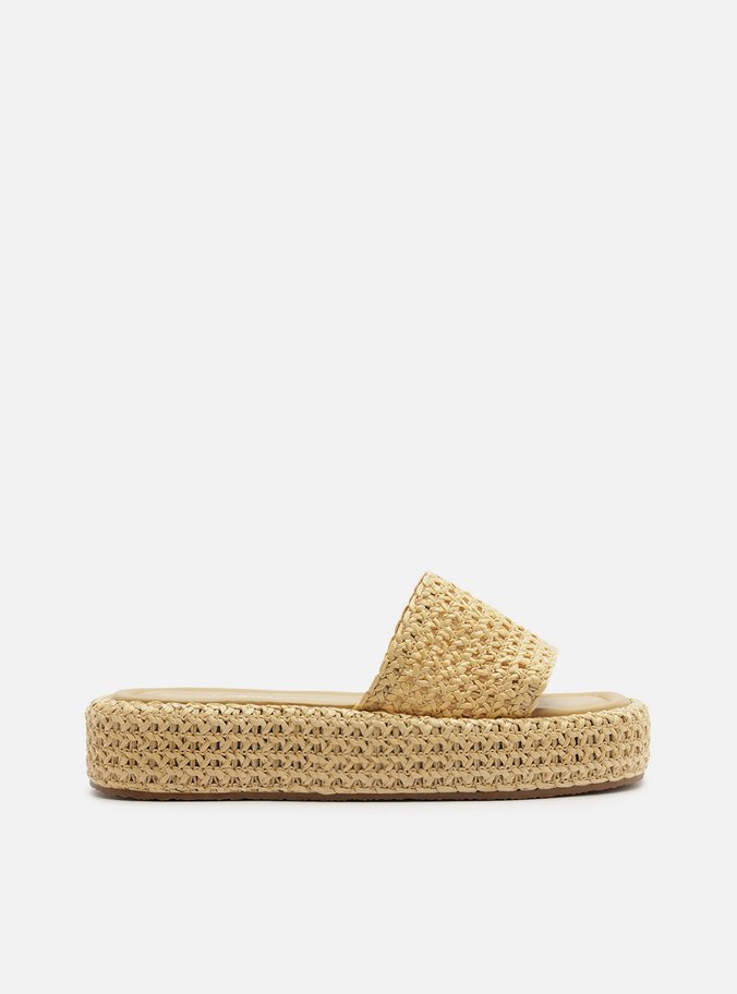 Tamanco Palha Natural Flatform Tira Emma