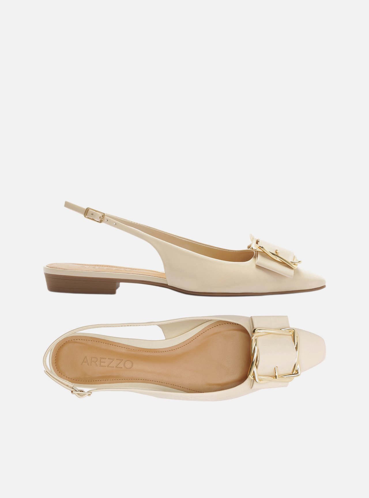Sapatilha Off-White Couro Slingback Fivela Metal — foto 6