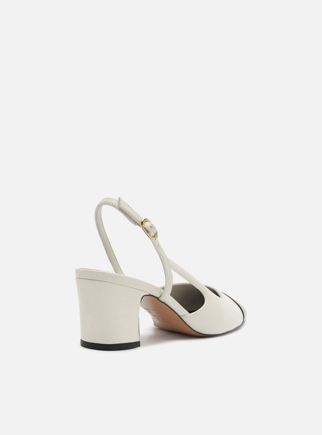 Scarpin Branca Couro Salto Bloco Slingback — foto 3