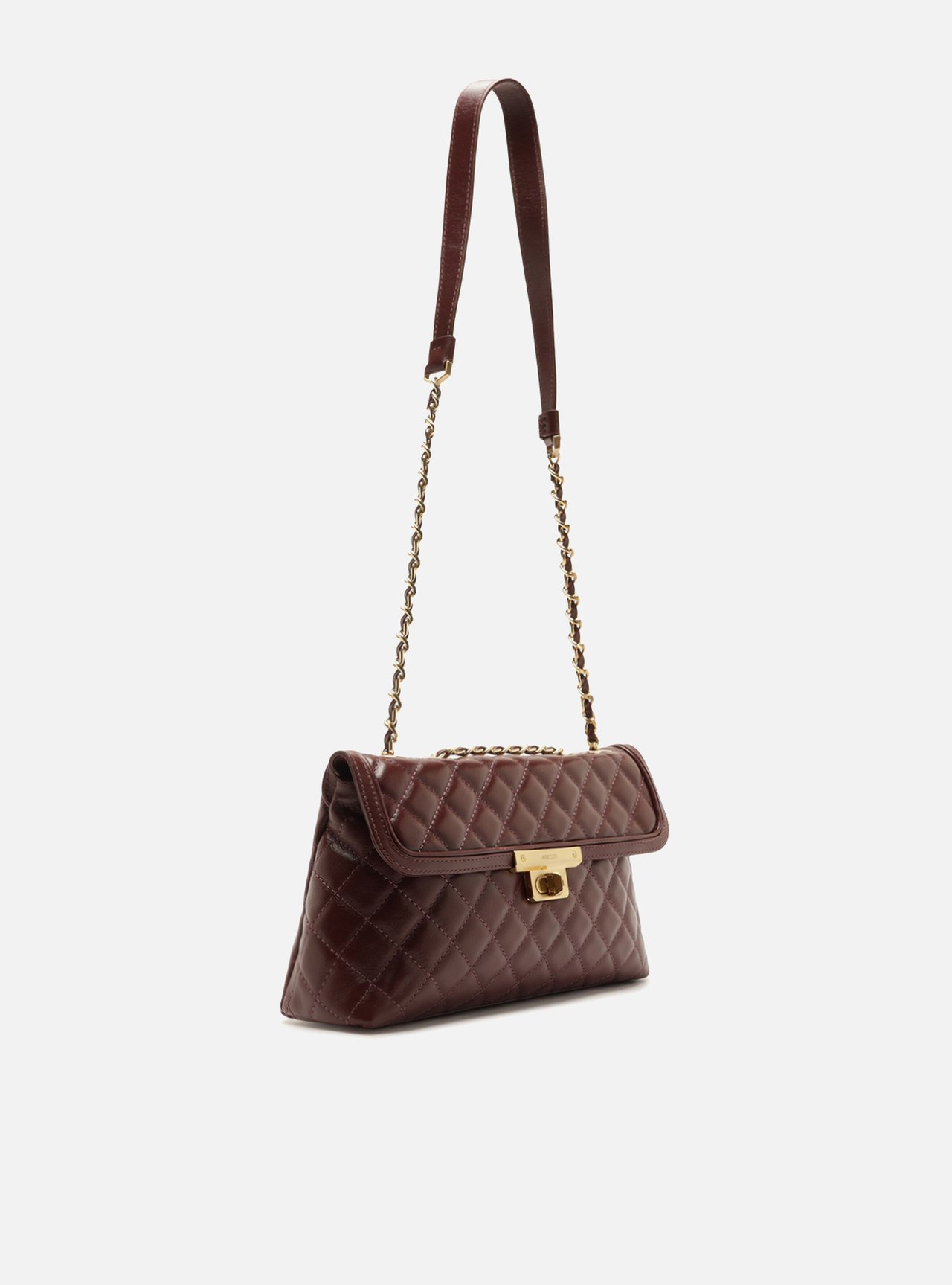 Bolsa Tiracolo Bordô Couro Média Matelassê Corrente — foto 5