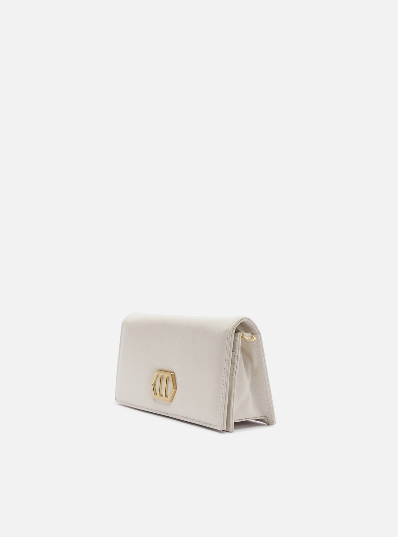 Bolsa Clutch Branca Couro Pequena Corrente — foto 2