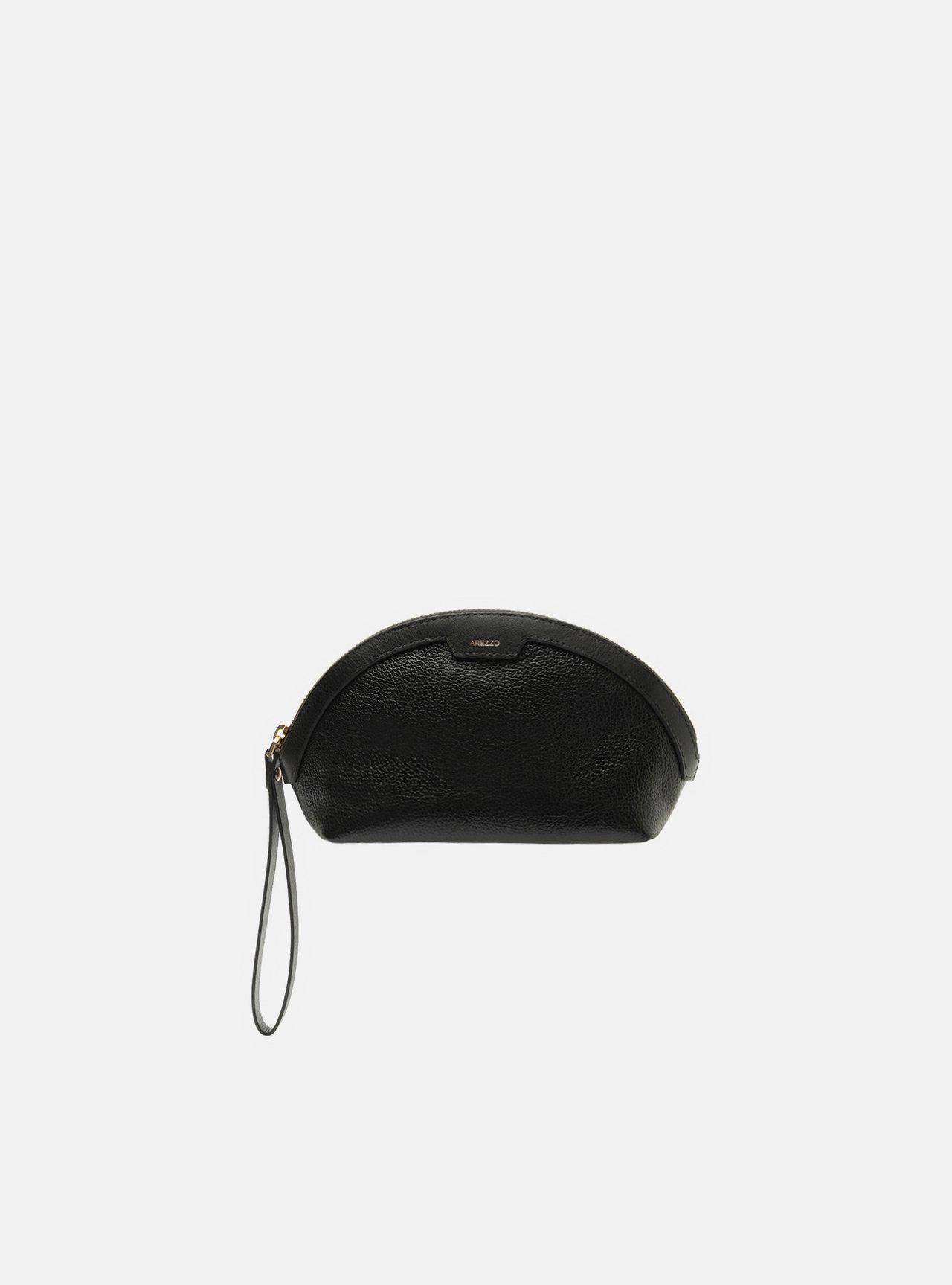 Necessaire Preta Couro Granulada Metais Dourados — foto 1