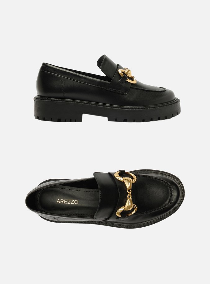 Mocassim Preto Couro Tratorado Bridão