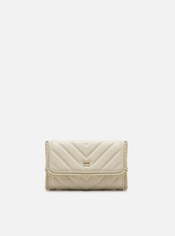 Arezzo — Bolsa Tiracolo Off-White Pequena Matelassê Corrente