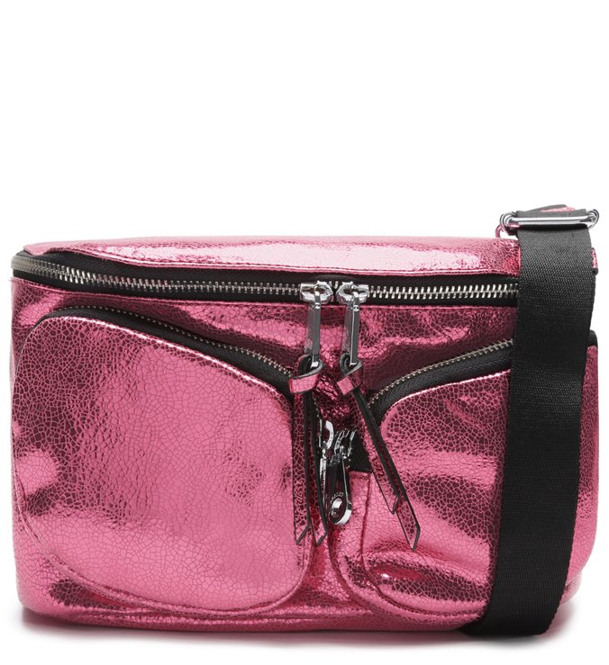 Pochete Couro Greta Média Cherry Metal