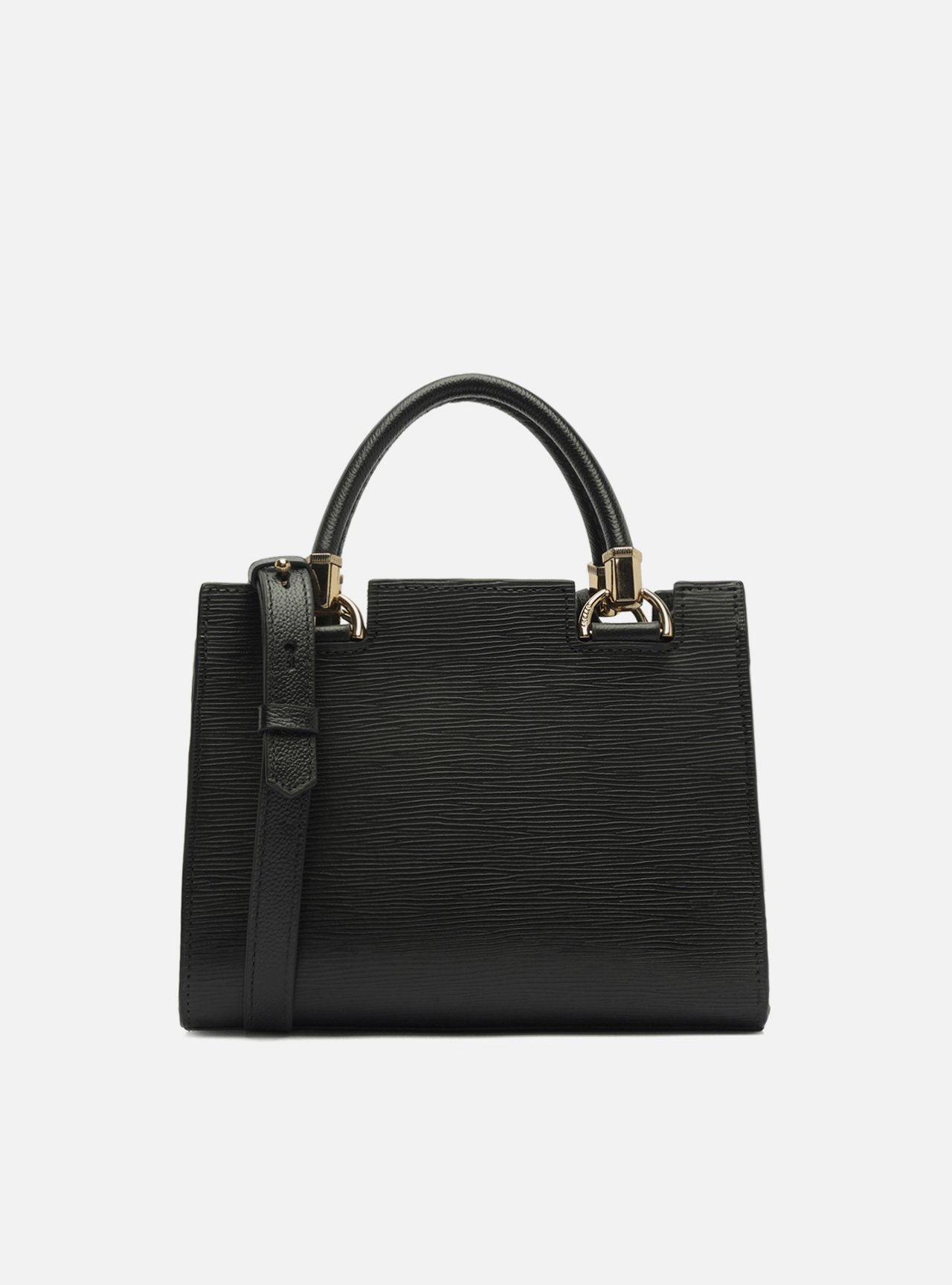 Bolsa Tote Preta Couro Abraccio Média — foto 3
