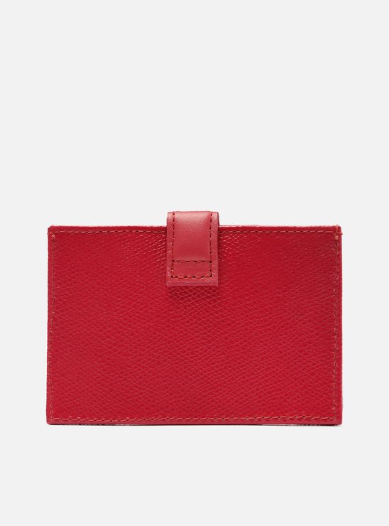 Porta-Cartões Vermelho Couro Mina Quadrado