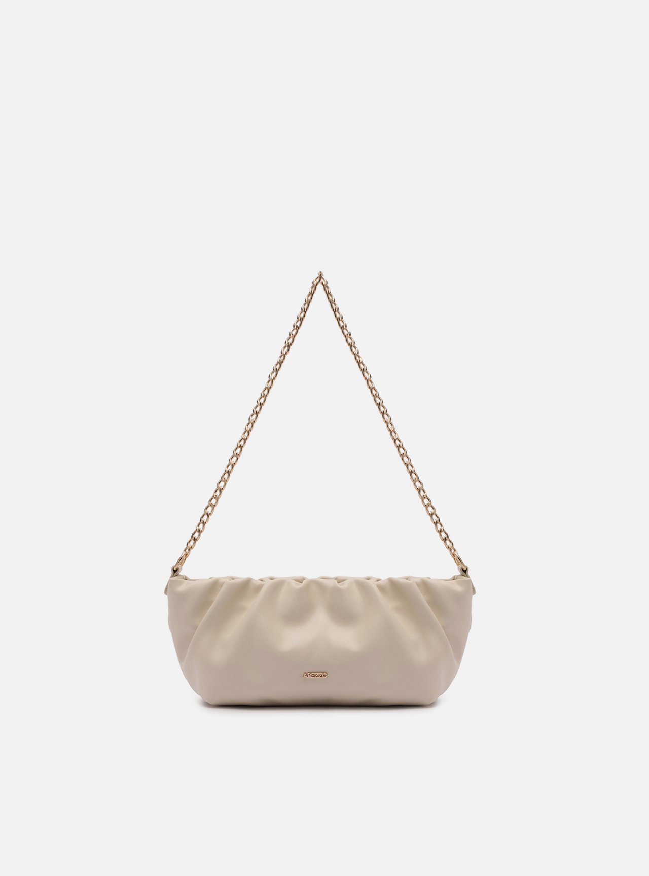 Bolsa Tiracolo Off White Pequena Franzida Alça Corrente