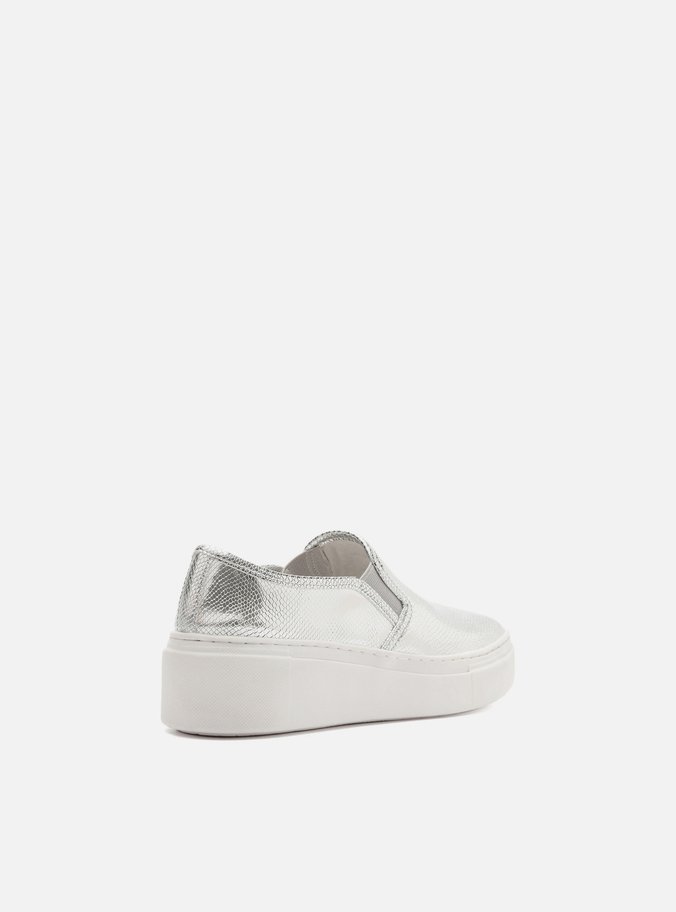 Tênis Slip On Prata Snake Sola Alta Básico