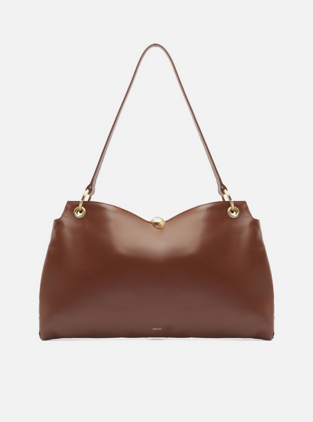 Bolsa Shoulder Marrom Couro Camurça Grande Esfera — foto 3