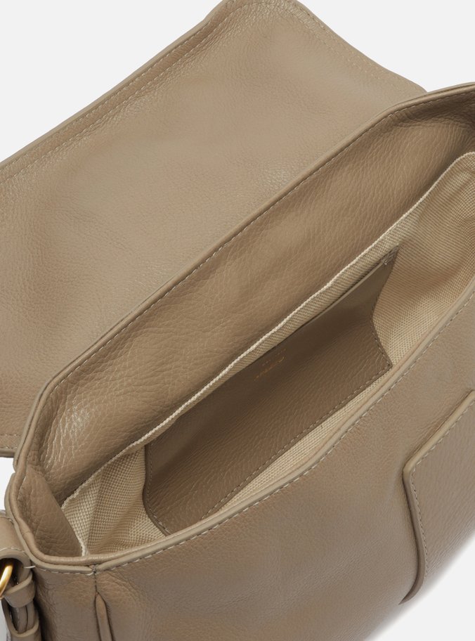 Bolsa Tiracolo Cinza Couro Média Cadeado