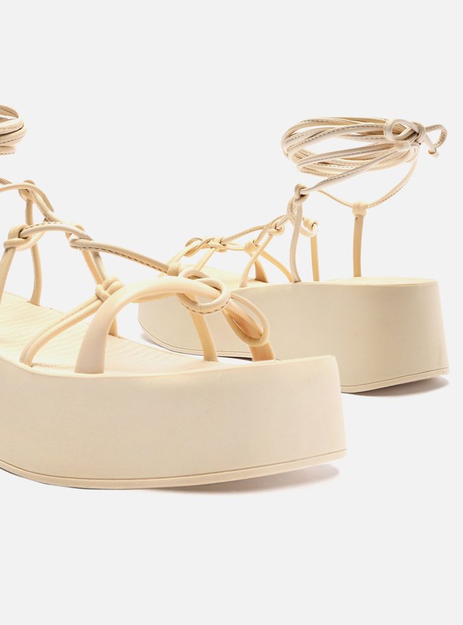 Sandália Off-White Flatform Amarração Nós Brizza