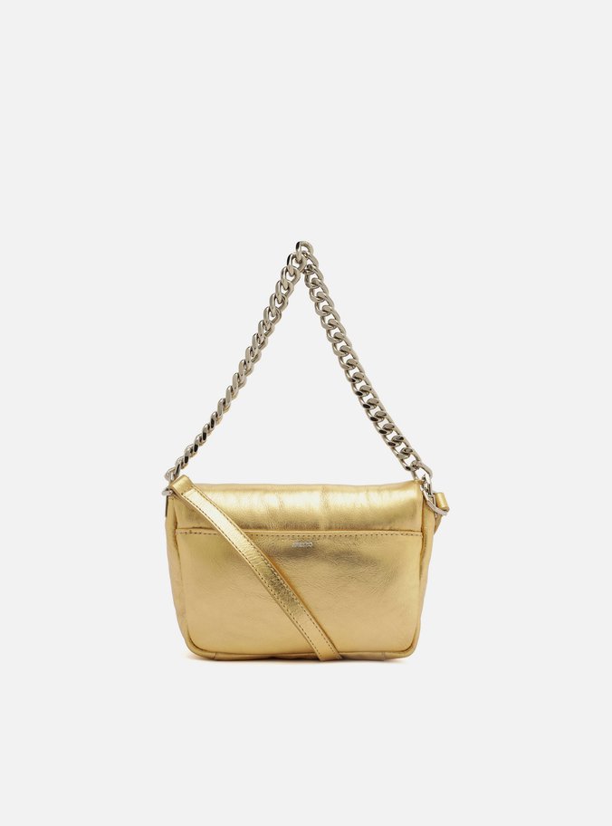 Bolsa Tiracolo Dourada Couro Pequena Puffer