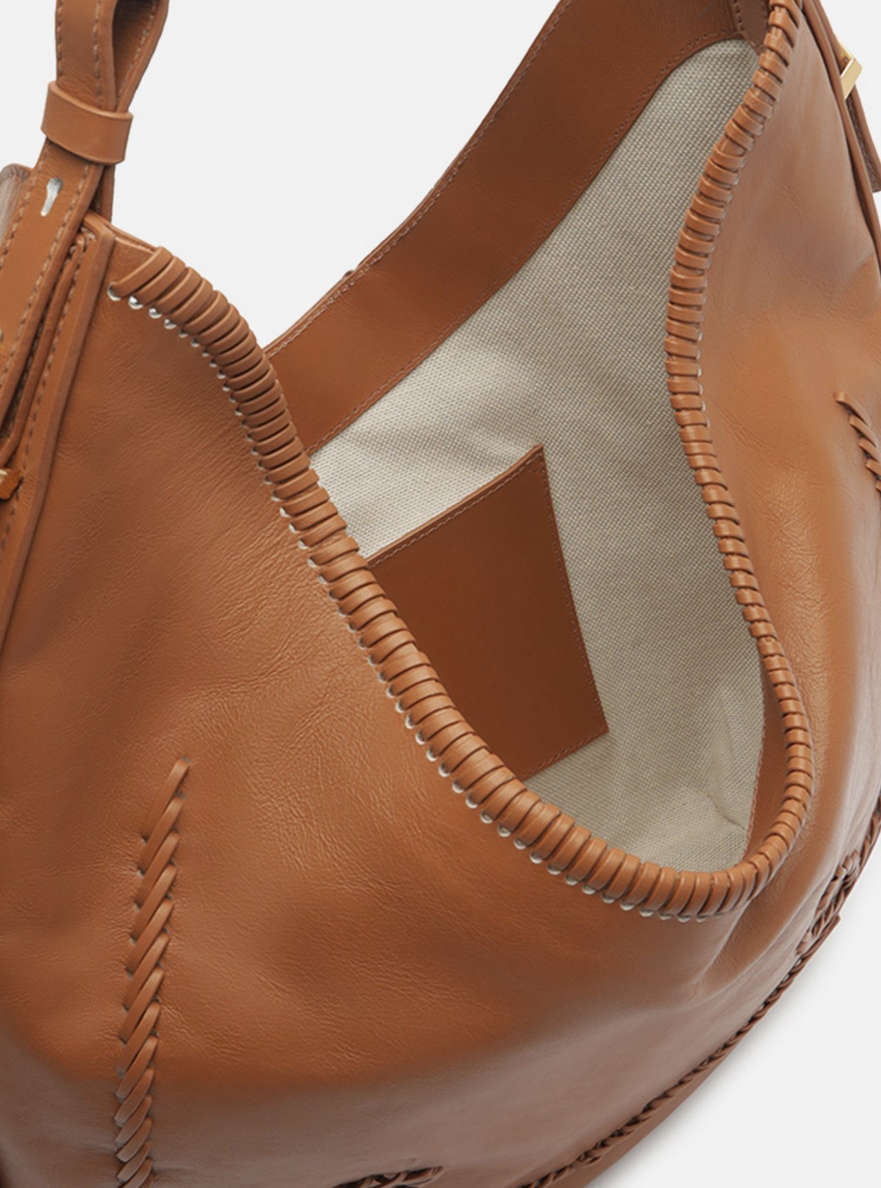 Bolsa Hobo Marrom Couro Grande Tressê — foto 4