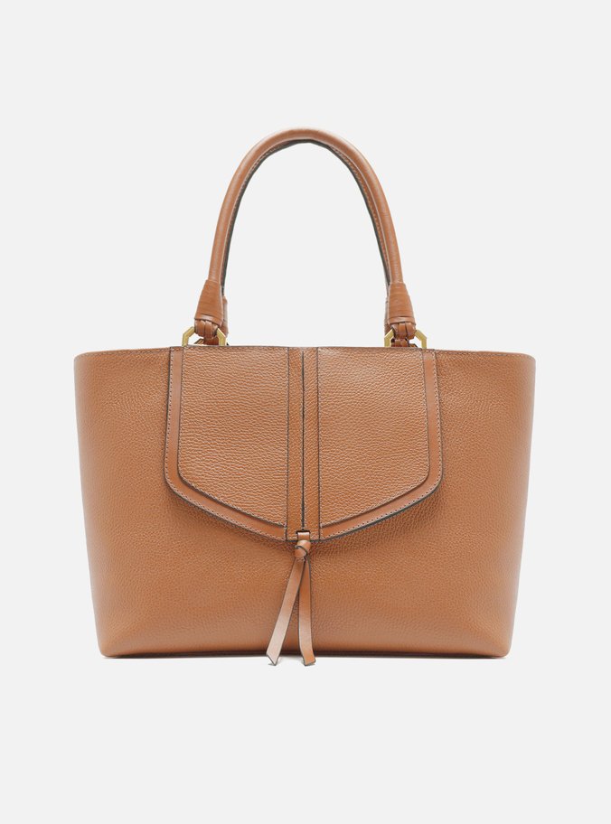 Bolsa Shopping Marrom Couro Grande Recortes Capa