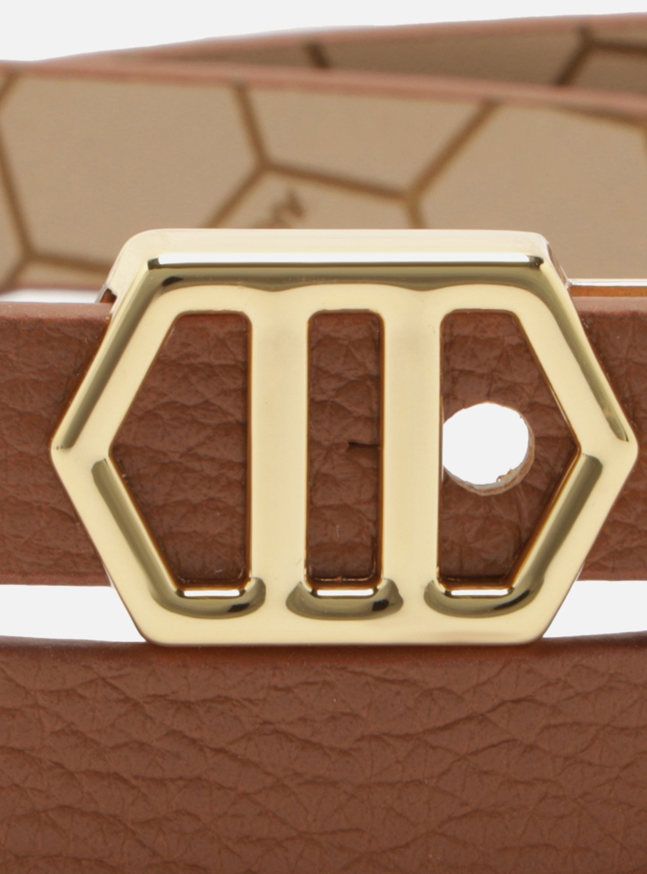 Cinto Marrom Couro Fino Fivela Hexagonal — foto 5