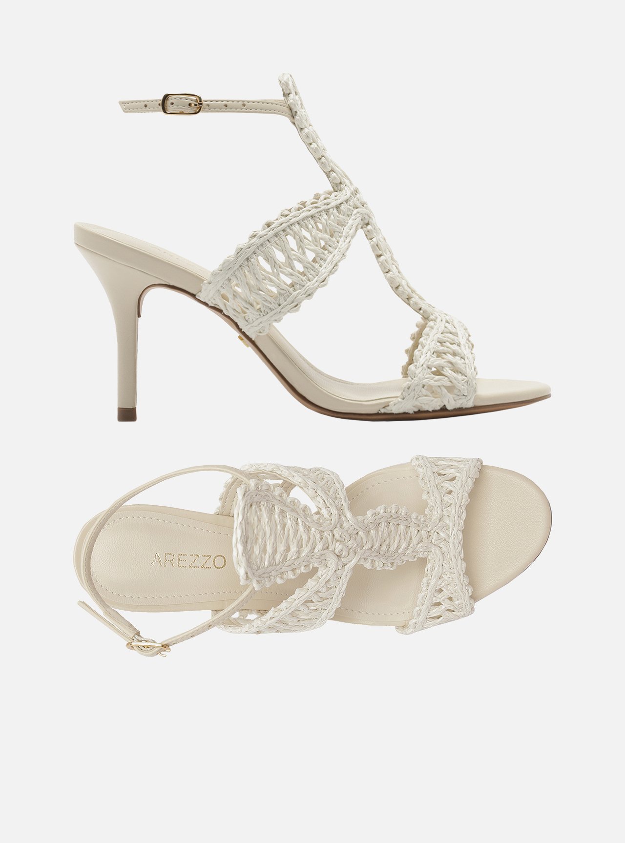 Sandália Off-White Salto Fino Tiras Bordadas — foto 5
