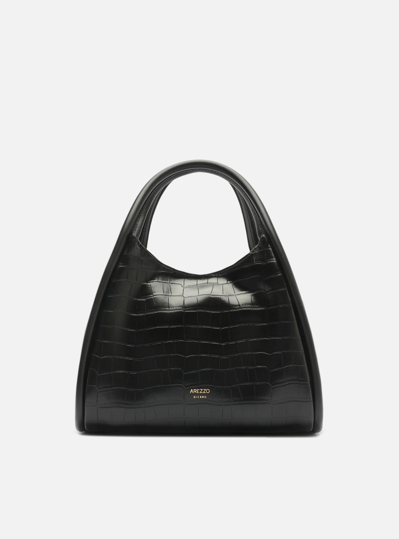 Bolsa Tiracolo Preta Média Croco — foto 1