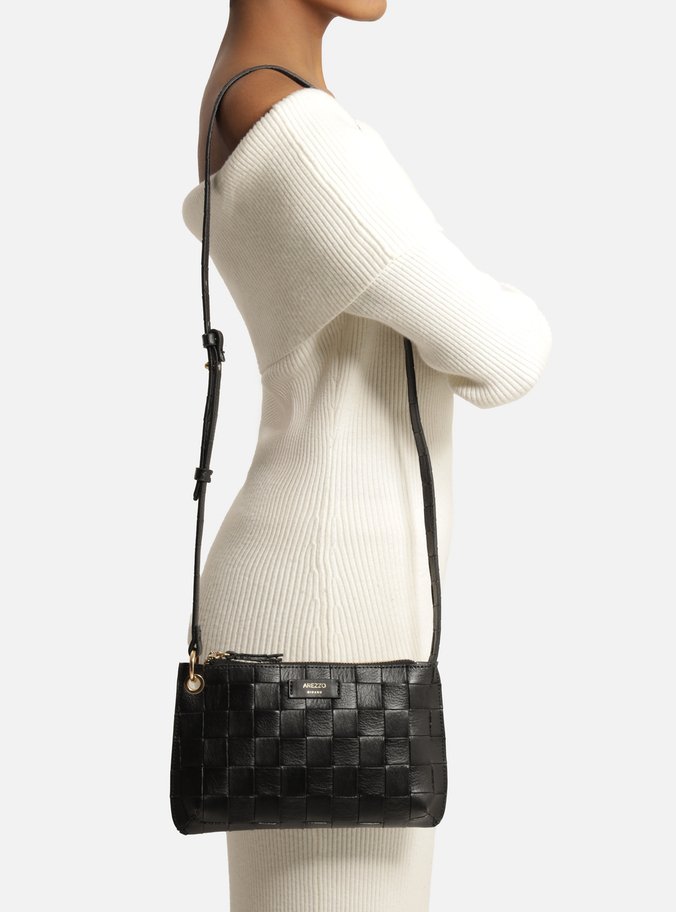 Bolsa Tiracolo Preta Tressê Pequena Tag