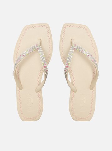 Chinelo de Dedo Off-White Recouro Square Strass