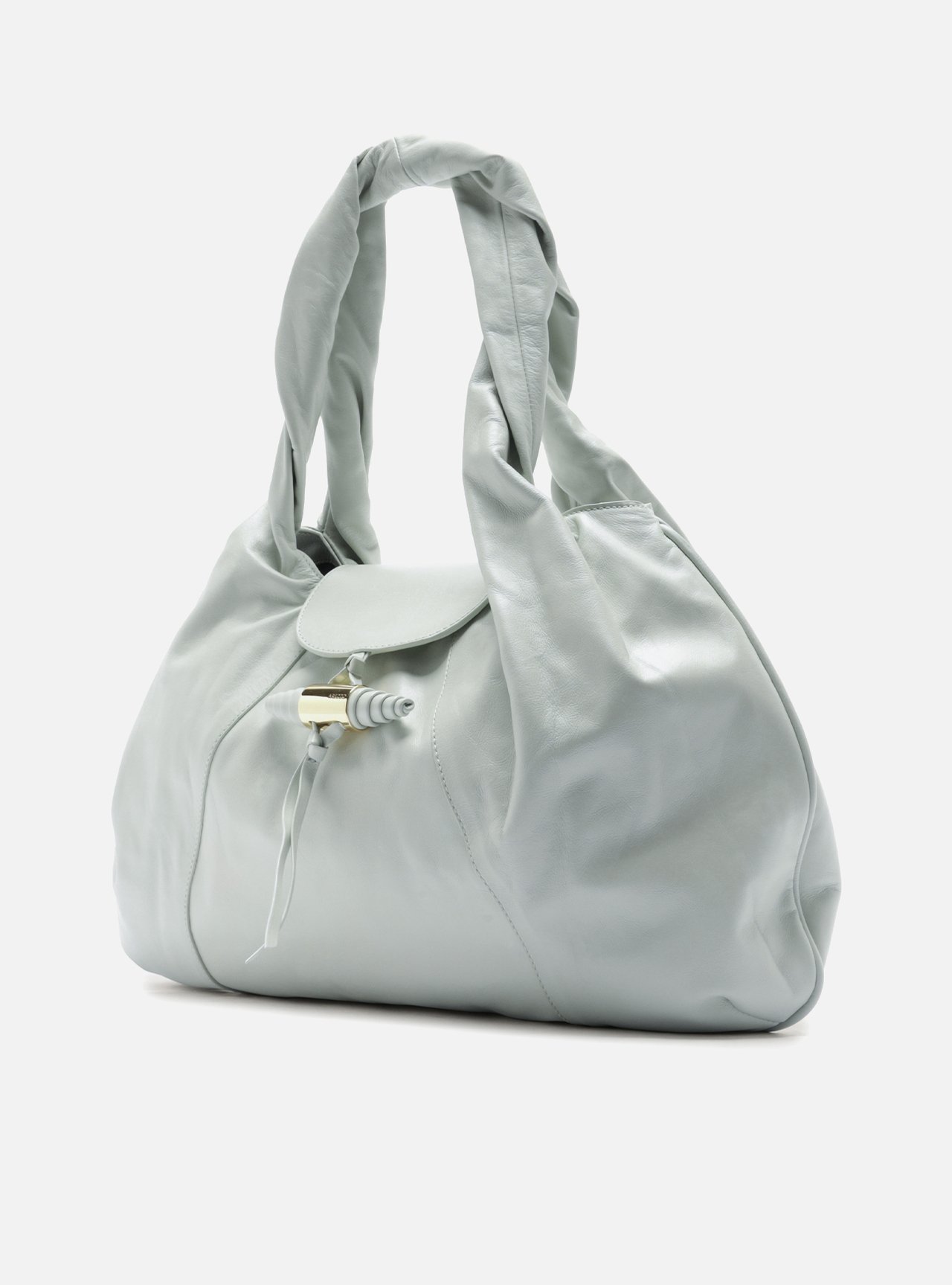 Bolsa Hobo Verde Couro Grande Tiras Metal — foto 2