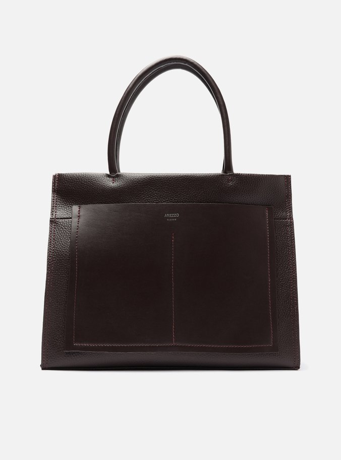 Bolsa Shopping Marrom Grande Bolso Costuras
