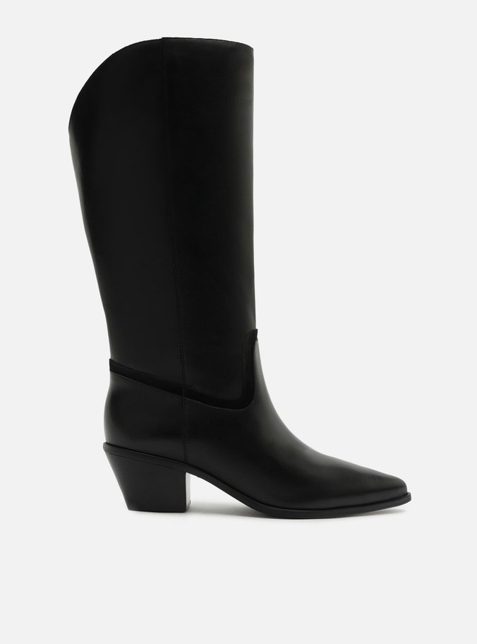 Bota Preta Cano Médio Salto Bloco