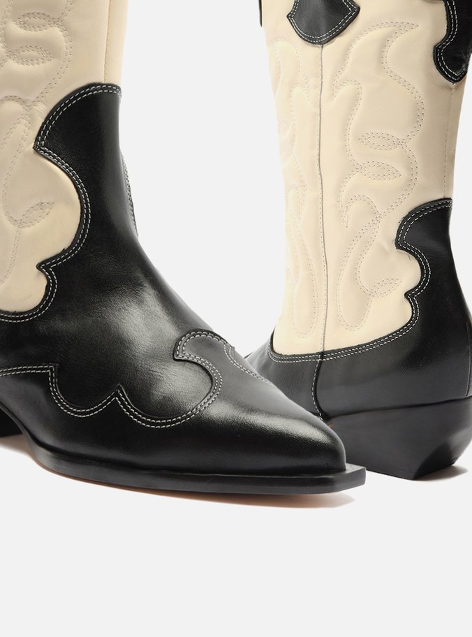 Bota Preta Couro Cano Médio Western Georgia