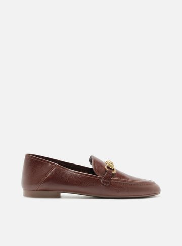 Mocassim Marrom Dark Couro Aplicação Metálica