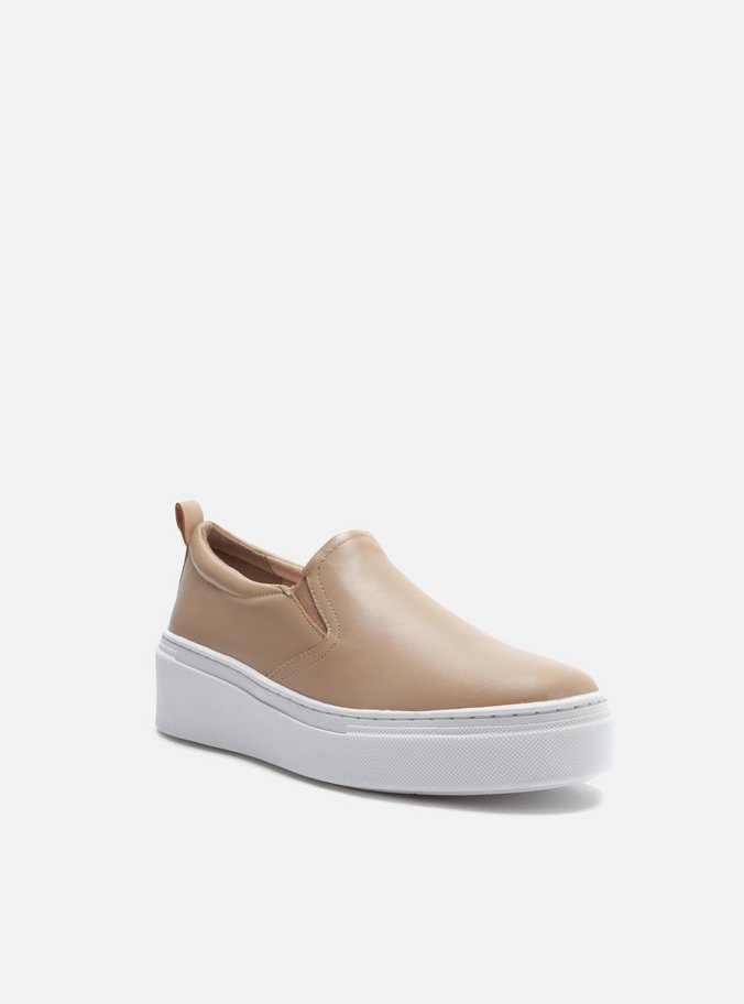 Tênis Slip On Flatform Elástico Nude