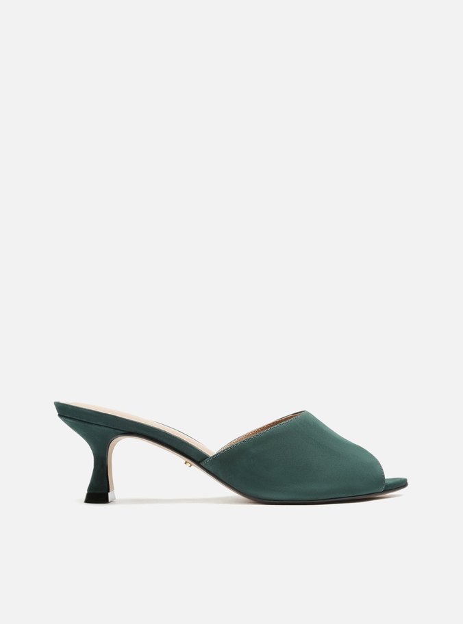 Mule Verde Nobuck Bico Folha