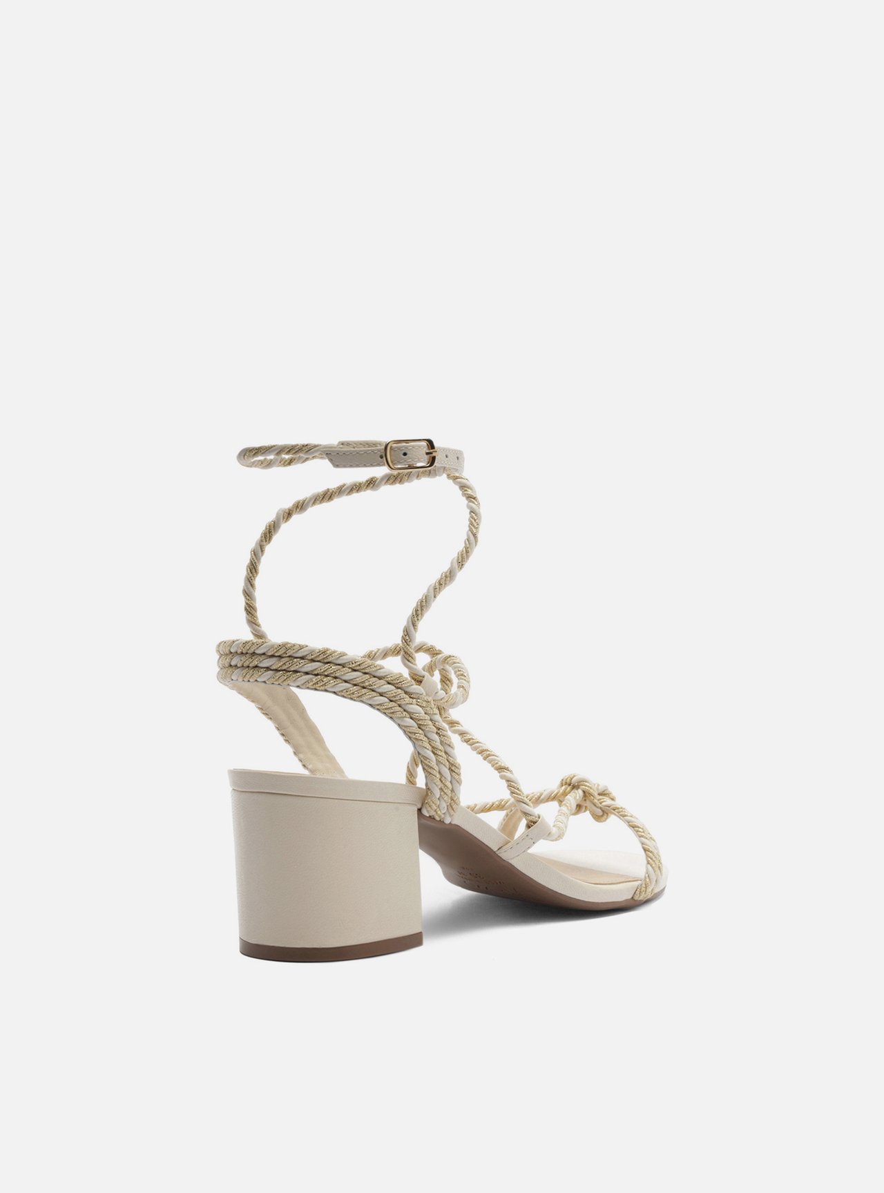 Sandália Off-White Salto Médio Tiras Cordão — foto 3
