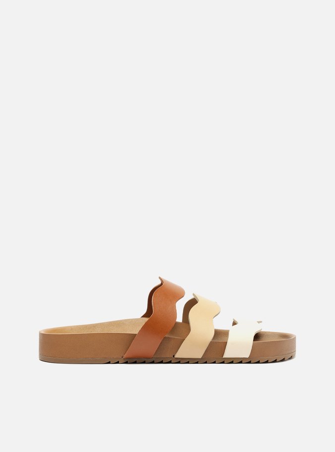 Rasteira Flatform Multicolorida Couro Tiras