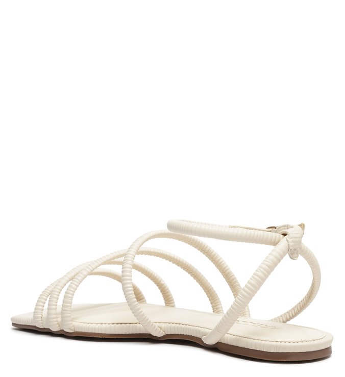 Sandália Rasteira Off-White Couro Flat