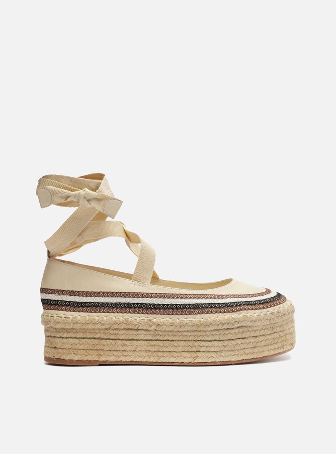 Espadrille Off-White Couro Flatform Neutra