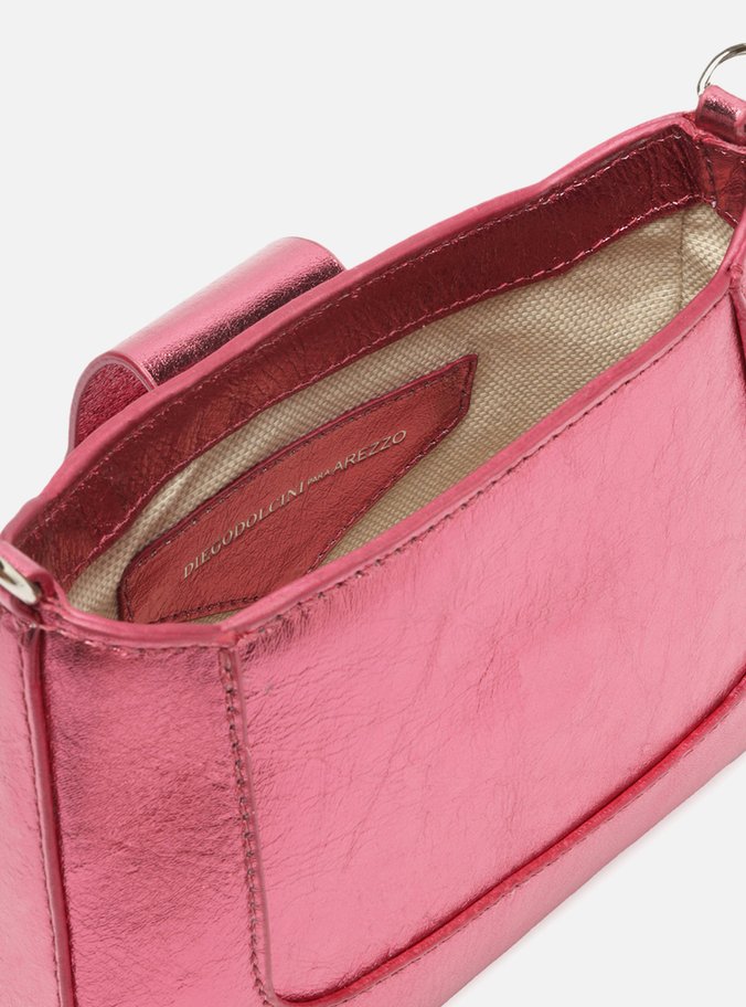 Bolsa Tiracolo Rosa Couro Pequena Fivela