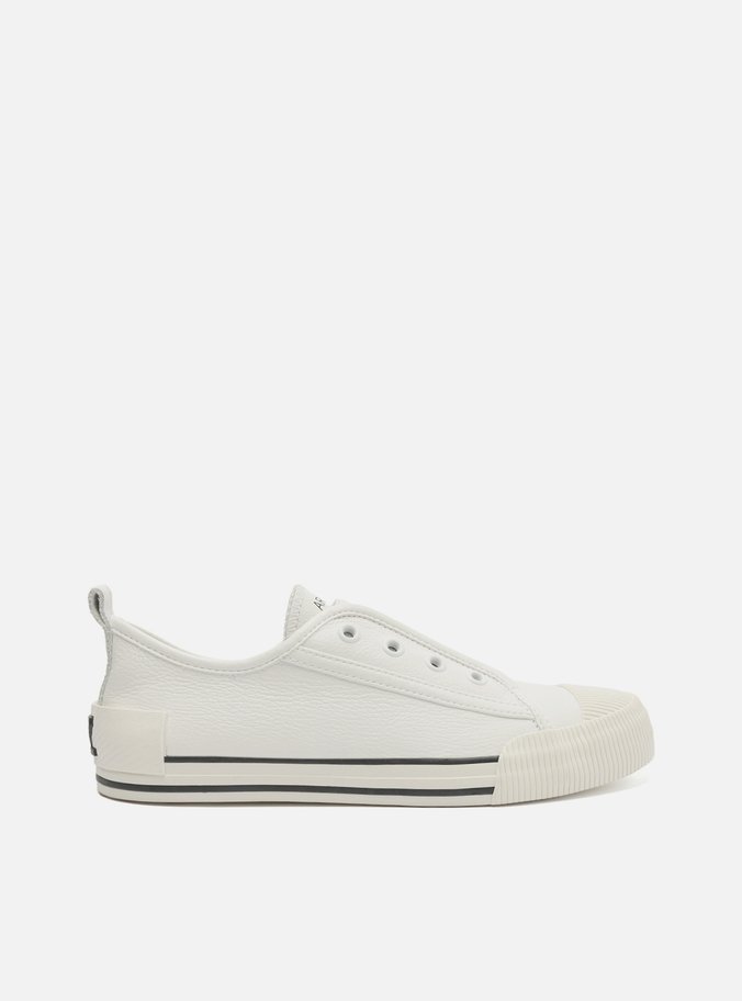Tênis Slip On Branco Couro Elástico